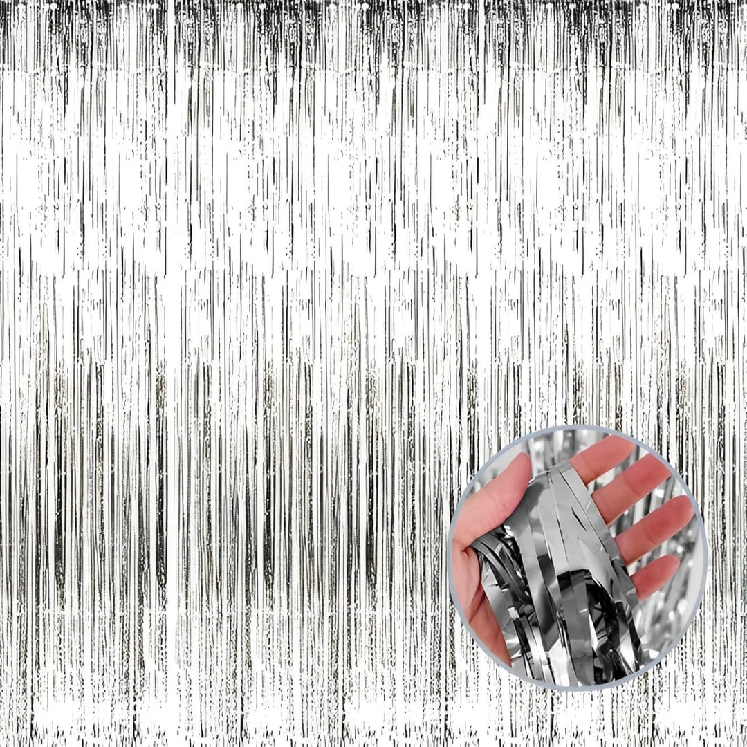 Silver Metallic Foil Fringe Curtain | Decoration for Birthday