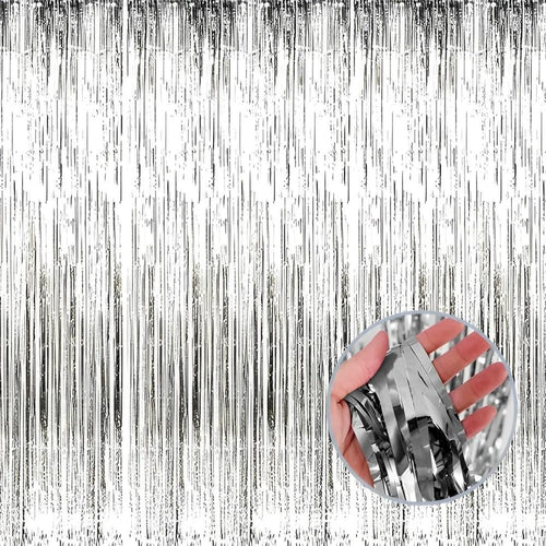 Silver Metallic Foil Fringe Curtain | Decoration for Birthday