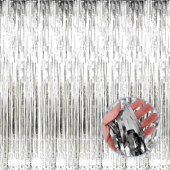 Silver Metallic Foil Fringe Curtain | Decoration for Birthday