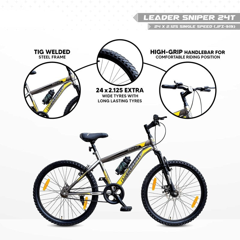 Sniper MTB 24T Mountain Bicycle with Front Suspension and Disc Brake | 12+ Years (COD Not Available)