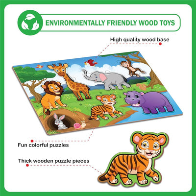 Wooden Wild animals Puzzle for Kids | Puzzle Board Toy for Pre-School