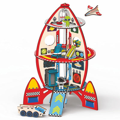 DIY Rocket Playset Doll House Spaceship Play House - Multicolour