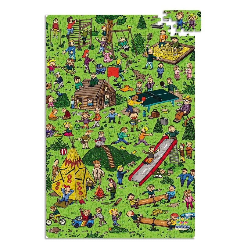 City Park Illustration Wooden Jigsaw Puzzle - 252 Pieces