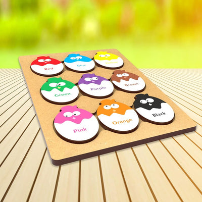 Educational Egg Shaped Colours Wooden Puzzle Board Toy for Montessori Pre-School Kids, 18 Pcs