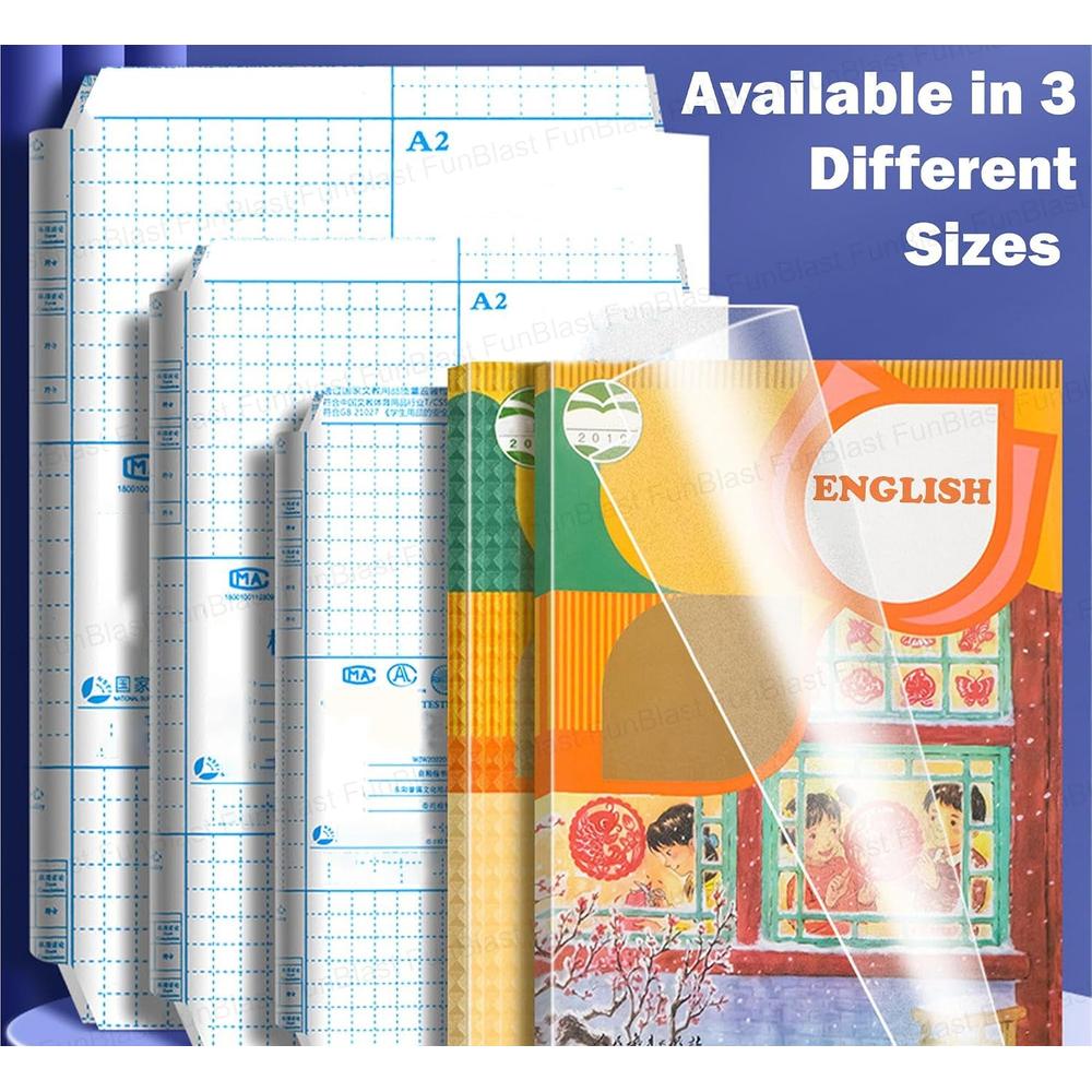 FunBlast Pack of 10 Transparent Sticker Book Cover Film | Waterproof Self-Adhesive Book Cover