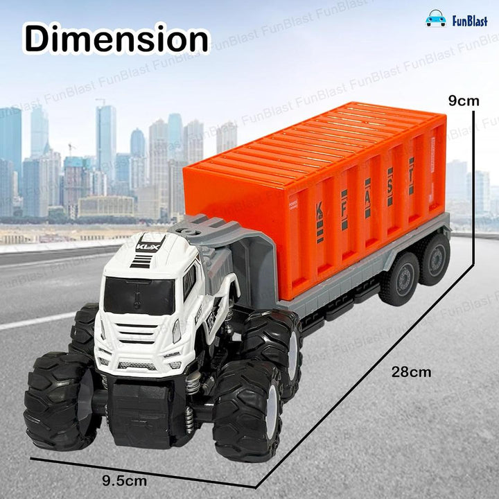 FunBlast Container Truck Toy | 1:43 Scale – Die-Cast Metal | Push & Go Friction Power Truck for Kids
