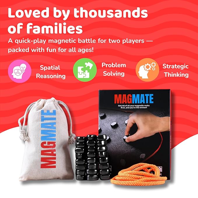 Adeloft Magmate Classic Magnetic Strategy Game for Kids & Adults | Educational Family Game with 24 Magnets | Travel-Friendly Game