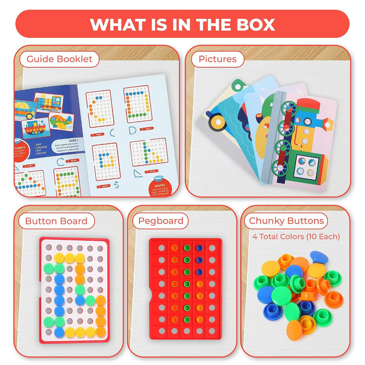 Toy Box by Ratna Button Art - Transport I 2-in-1 Pictures & Patterns I Educational Kit