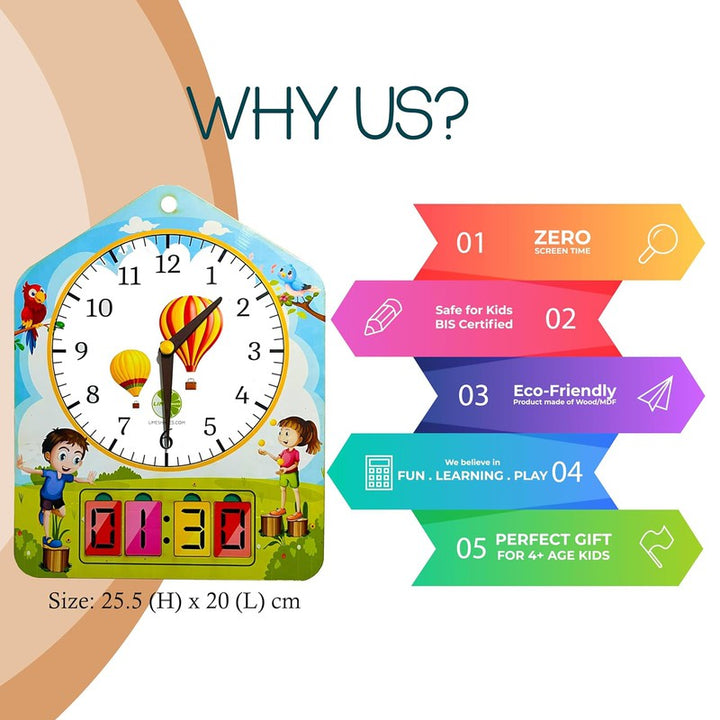 Time Learning Clock Educational Toy for Children Where Time Telling Meets Playful Puzzles with Preschool-Friendly & Fun Playful Activities