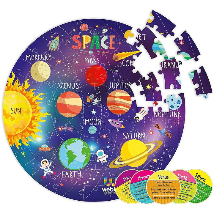 Amazing Outer Space Solar System 60 Pieces Jigsaw Floor Puzzle with 4 Double Sided Flashcards (Multicolour)