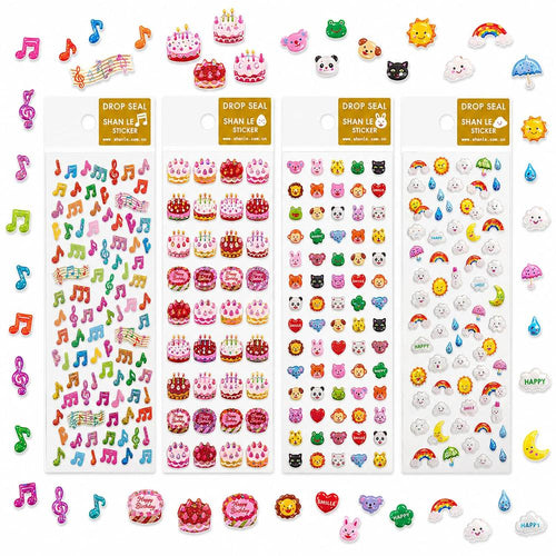 FunBlast Kawaii 3D Stickers | Aesthetic Self-Adhesive Craft Stickers for Kids | Pack of 4