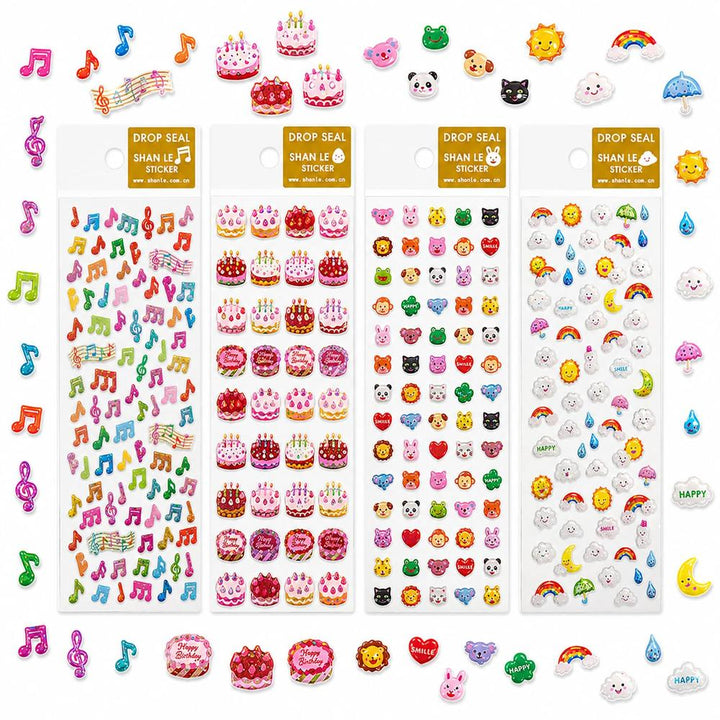 FunBlast Kawaii 3D Stickers | Aesthetic Self-Adhesive Craft Stickers for Kids | Pack of 4