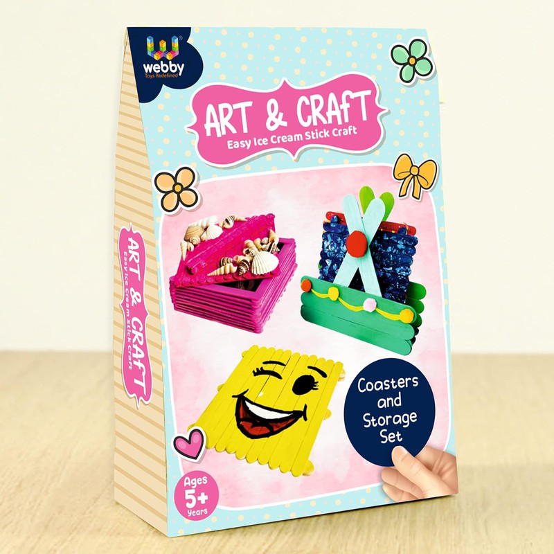 DIY Art and Craft Wooden Coaster & Storage Box Build and Paint Activity Kit, Return Gift for Kids