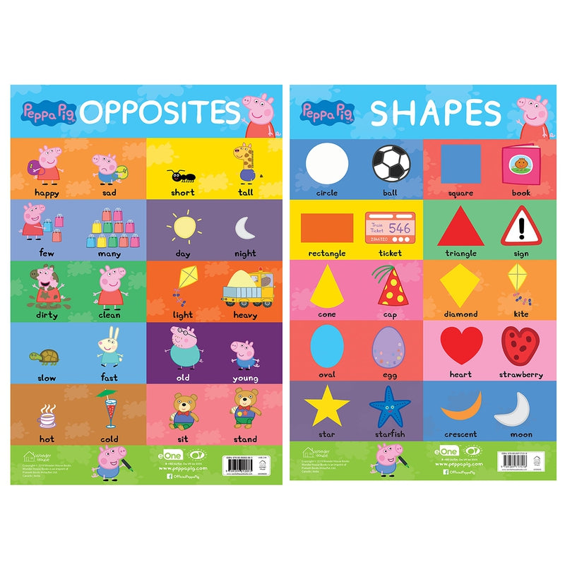 Peppa Pig - My First Early Learning Charts : Learning With Peppa (10 Charts - Alphabet, Animals, Birds, Colors, Fruits, Numbers, Opposites, Shapes, Transport, Vegetables)