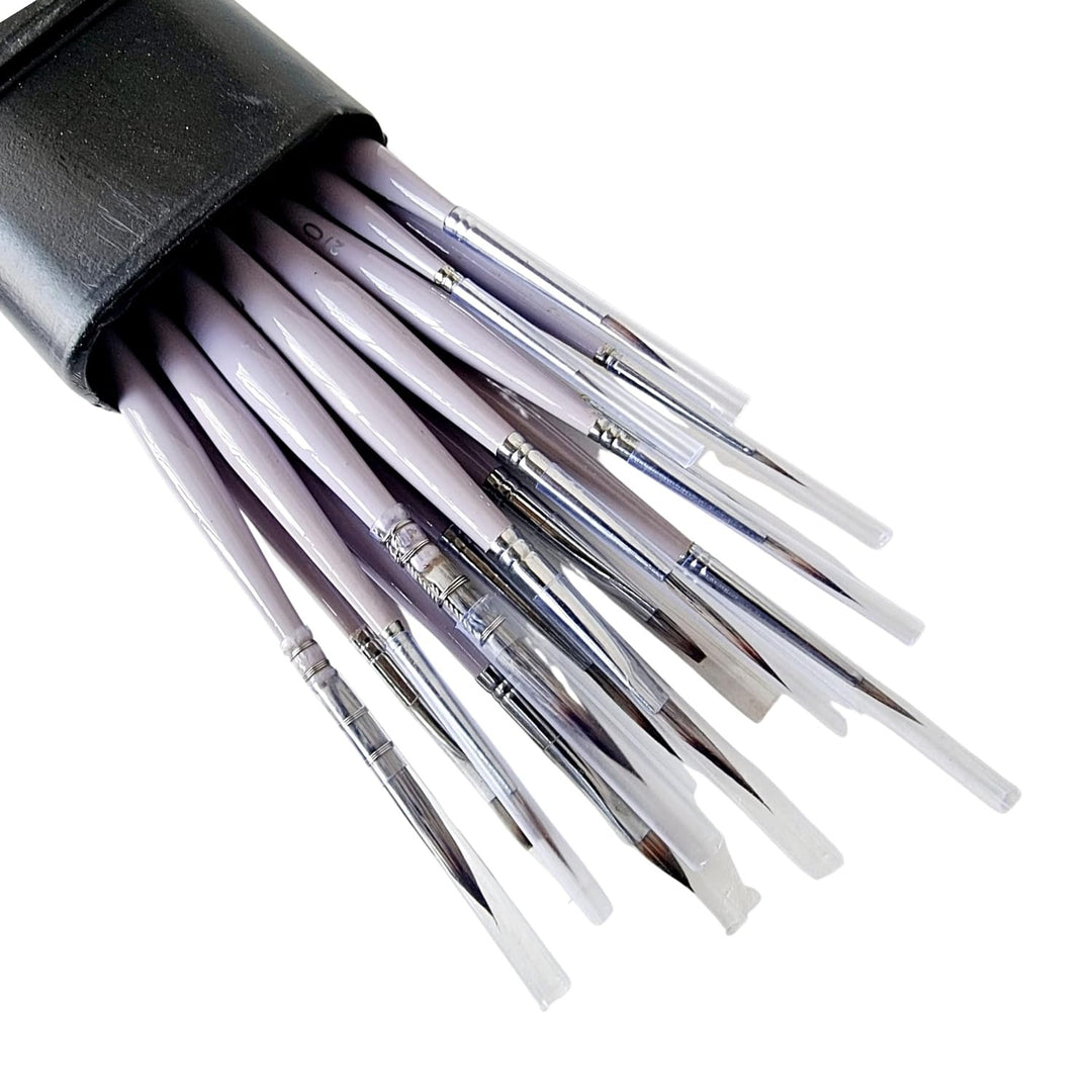 Set of 16 Synthetic Wood Paint Brushes | Miniliners, Miniature and Detailer | Lavender