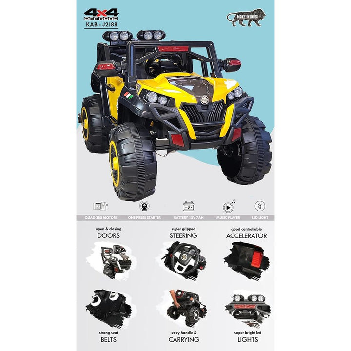 4x4 Battery Operated Electric Ride On Jeep | Motor for Steering | Remote Control | Yellow | COD Not Available