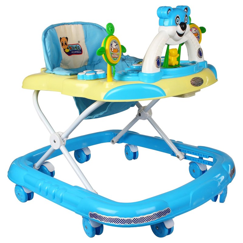 Panda Baby Musical Foldable & Height Adjustable Walker with Parental Handle (Blue)