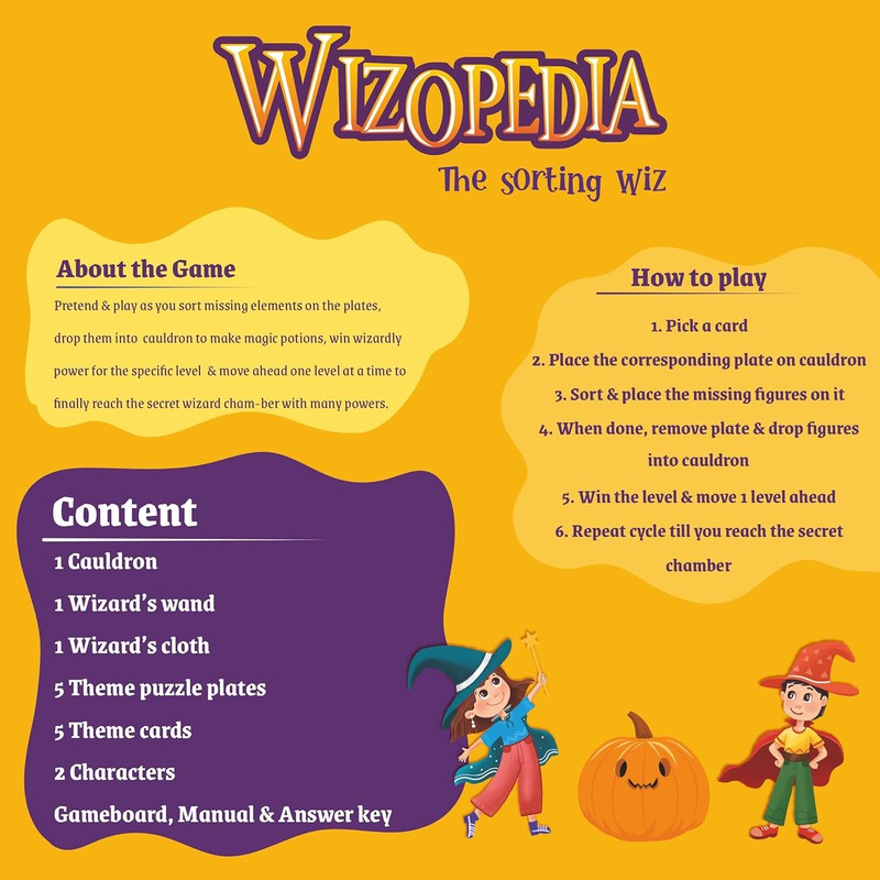 DIY Wooden Wizopedia - Find, Match and Learn Puzzle Game - Multicolour