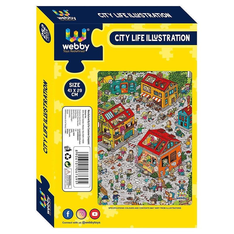 City Life Illustration Cardboard Jigsaw Puzzle - 252 pieces