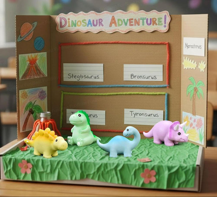 FunBlast Pack of 4 Dinosaur Miniature Figurines Set | Cute Dinosaur Showpieces