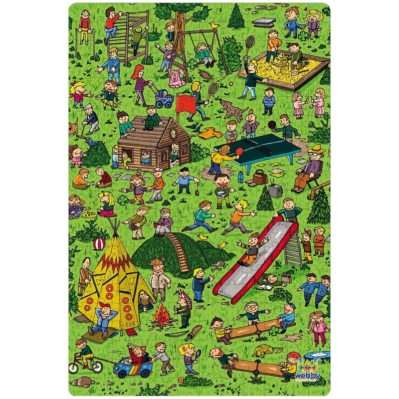 City Park Illustration Wooden Jigsaw Puzzle - 252 Pieces