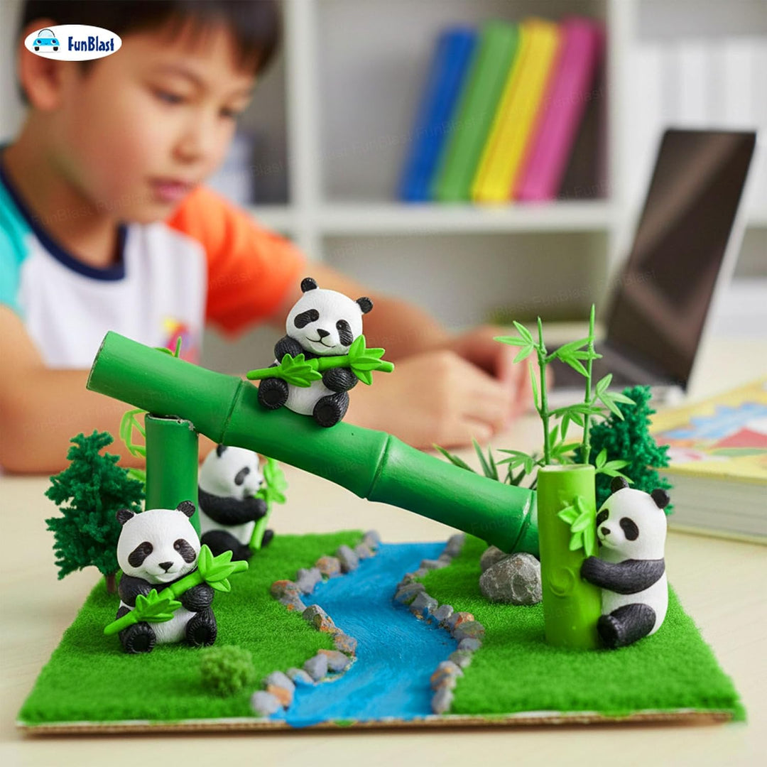 FunBlast Panda Miniature Figurine Decorative Showpiece | Decor for Home, Office & Car