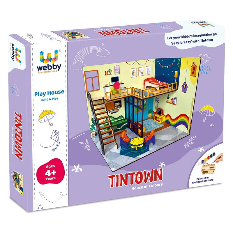 DIY Tin Town Wooden Doll House for Girls and Boys