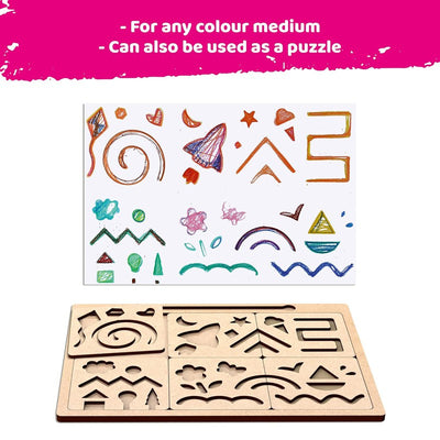 Wooden Stencil for Kids I My First Drawing Kit, Art Slate for Toddlers