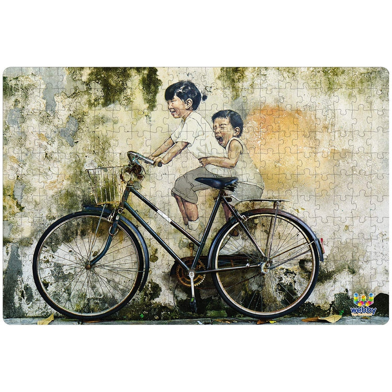 Children on a Bicycle Cardboard Jigsaw Puzzle, 252 pieces