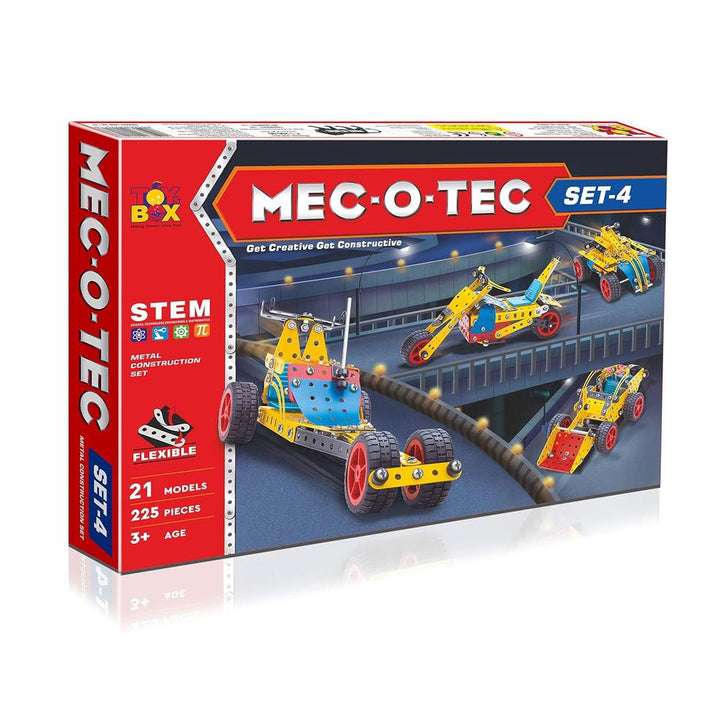 Toybox by Ratna MEC-O-Tec Set 4 Metal Construction Toy – 225 Pieces, 21 Models | DIY Building & Engineering Kit | Educational STEM Toy for Kids