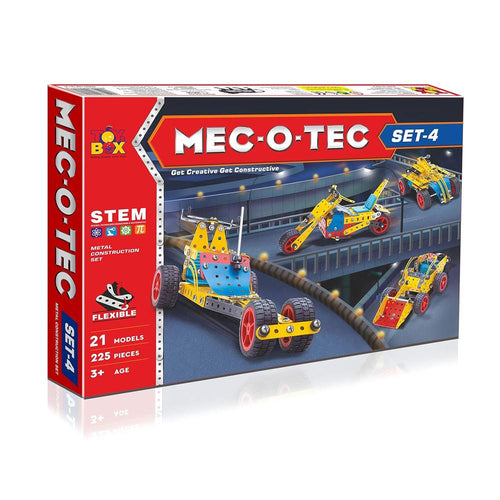 Toybox by Ratna MEC-O-Tec Set 4 Metal Construction Toy – 225 Pieces, 21 Models | DIY Building & Engineering Kit | Educational STEM Toy for Kids