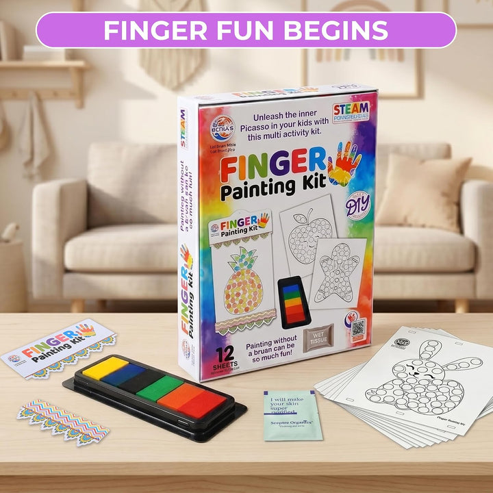 Ratnas Finger Painting Kit – Creative Art & Craft Activity | 12 Sheets
