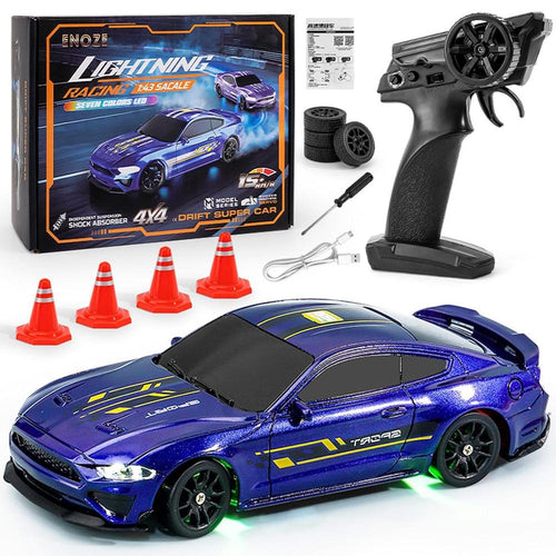 Remote Control Mini 4WD  Drift Racing Car with LED Lights & Mobile Control | 1:43 Scale