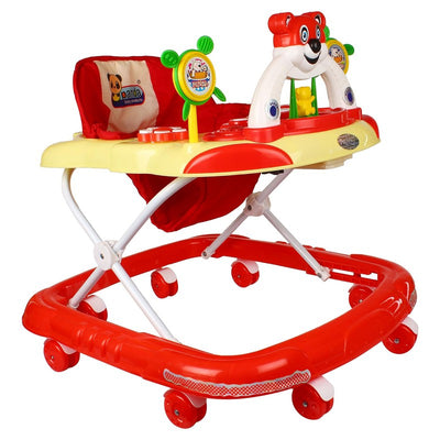 Baby Musical Foldable & Height Adjustable Walker with Parental Handle (Red)