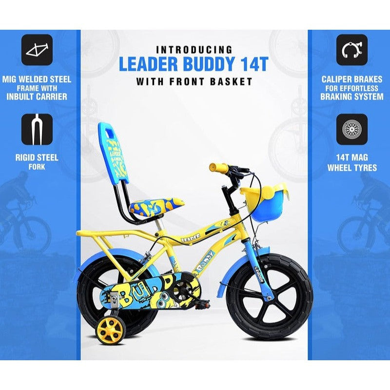 Buddy 14t Kids Cycle With Training Wheels (Semi-assembled) Road Cycle  Neon Yellow 2-5 Years (COD Not Available)