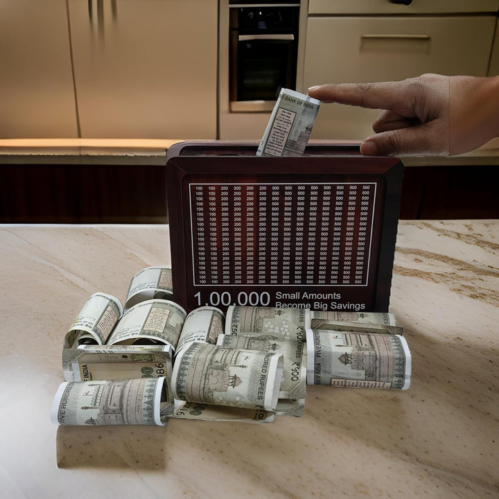Kraftsman Lakhpot Wooden Money Bank- Brown