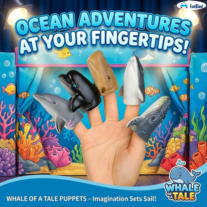 FunBlast Ocean Animals Finger Puppets | Storytelling Toys for Kids & Toddlers | Pack of 5