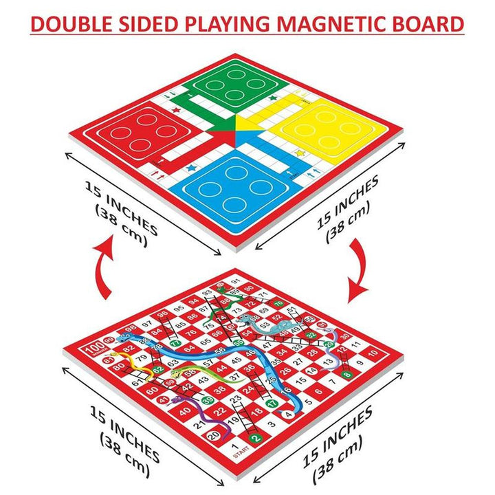 Ankit Toys & Games 2 in 1 Magnetic Ludo with Snakes and Ladders Board Game (6 Years till Grown Ups)