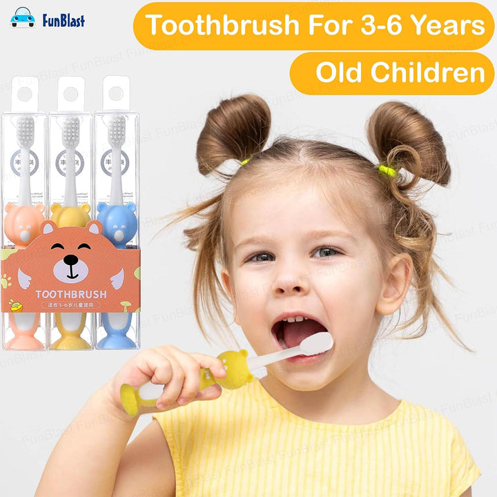 FunBlast Kids Toothbrush | Soft PBT Bristle Manual Toothbrush for Children | Set of 3