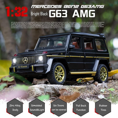 Diecast Alloy Metal Pull Back Car resembling AMG G63 with Openable Doors & Light and Music (Scale 1:32)