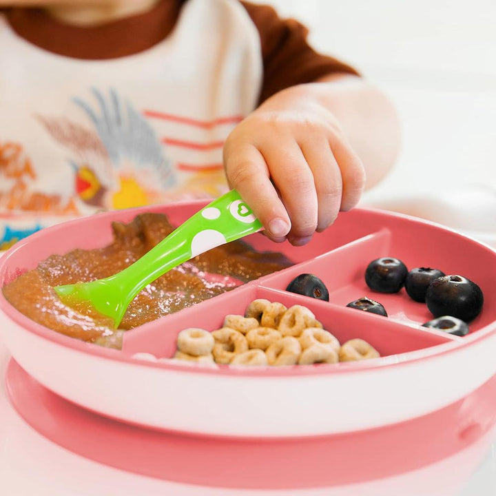 Munchkin Stay Put Suction Plate with Divider- Pack of 1 | BPA-Free Baby Feeding Plate