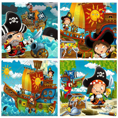Wood Jigsaw Puzzle - 9 Pieces (The Good Pirates - Pack of 4)