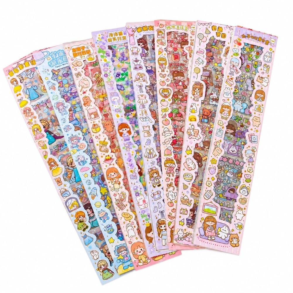 FunBlast Cute Cartoon Theme Kawaii Stickers | Japanese Style Self-Adhesive Stickers for Journals, Crafts | 20 Sheets