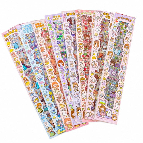 FunBlast Cute Cartoon Theme Kawaii Stickers | Japanese Style Self-Adhesive Stickers for Journals, Crafts | 20 Sheets