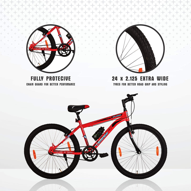 Xplorer MTB 24T Single Speed Mountain Bicycle (Red Black) | 12+ Years (COD Not Available)