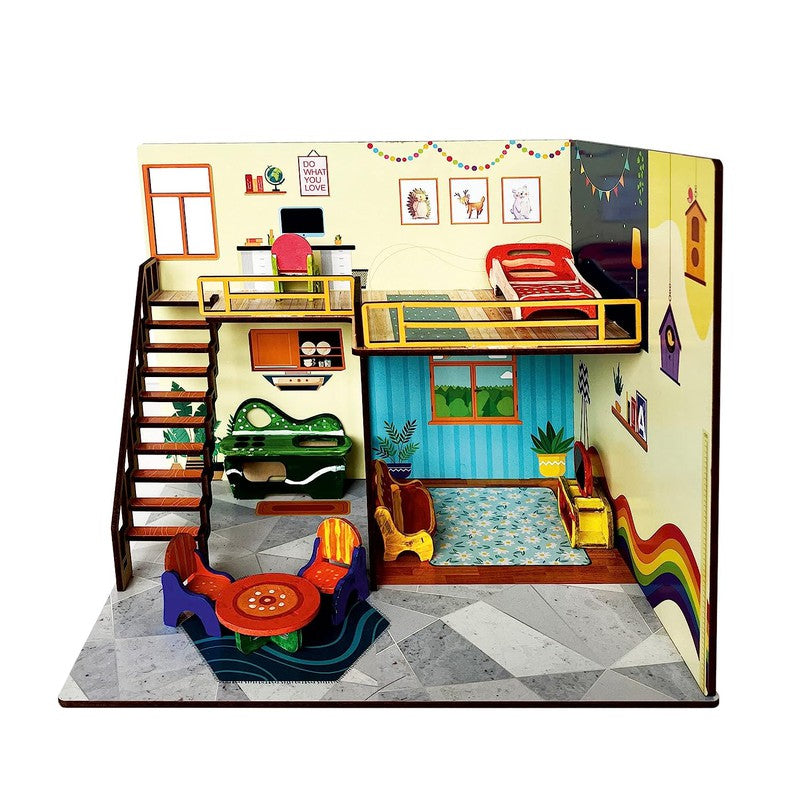 DIY Tin Town Wooden Doll House for Girls and Boys