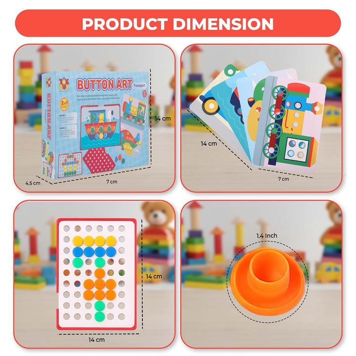 Toy Box by Ratna Button Art - Transport I 2-in-1 Pictures & Patterns I Educational Kit
