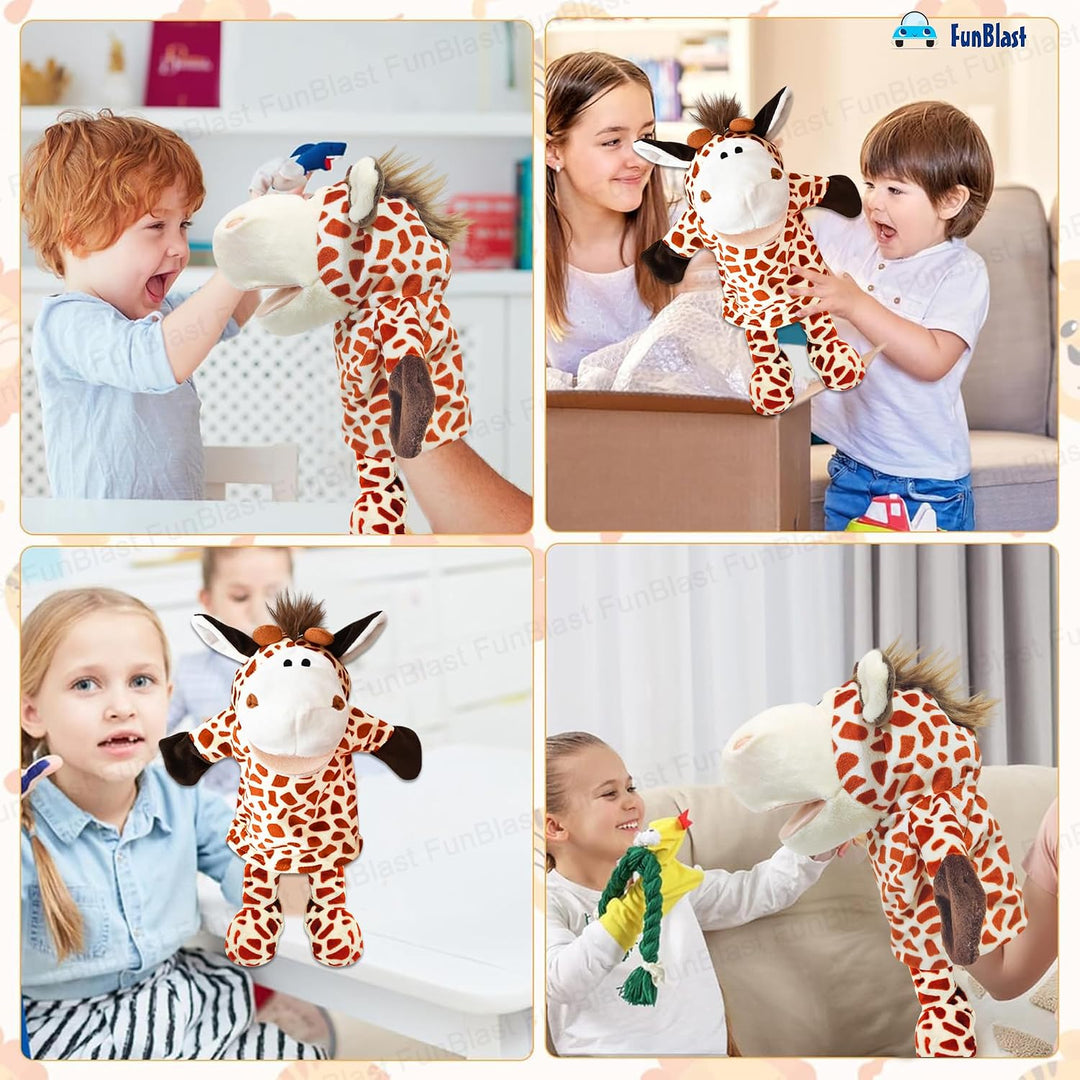 FunBlast Giraffe Hand Puppet | Soft Plush Animal Puppet with Movable Mouth for Storytelling & Kids’ Learning