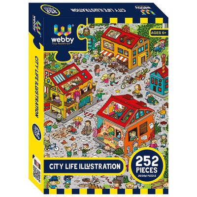 City Life Illustration Cardboard Jigsaw Puzzle - 252 pieces