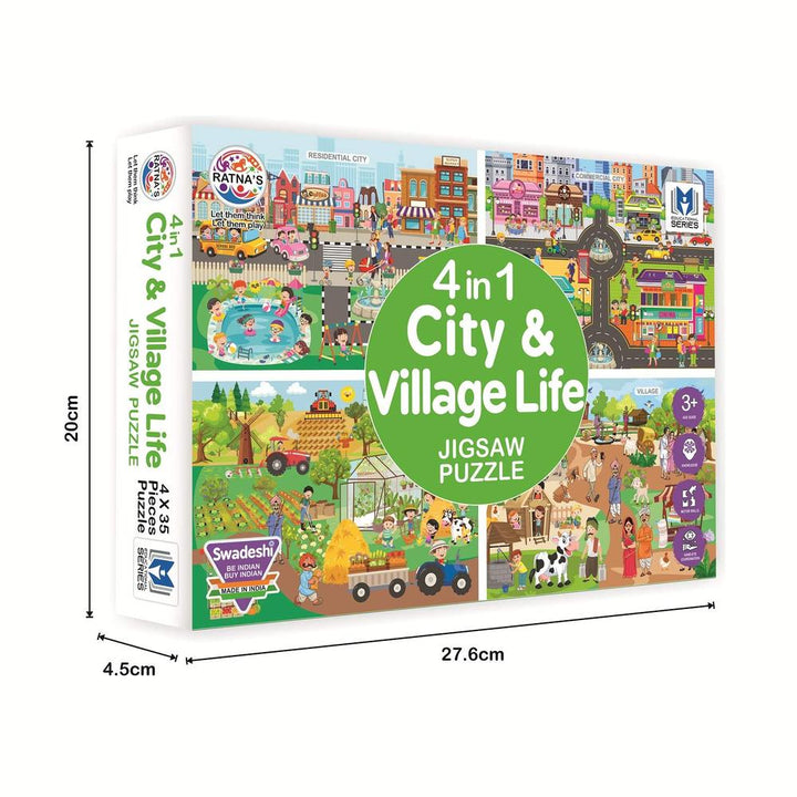 Ratna's 4 in 1 -City & Village Life Jigsaw Puzzle